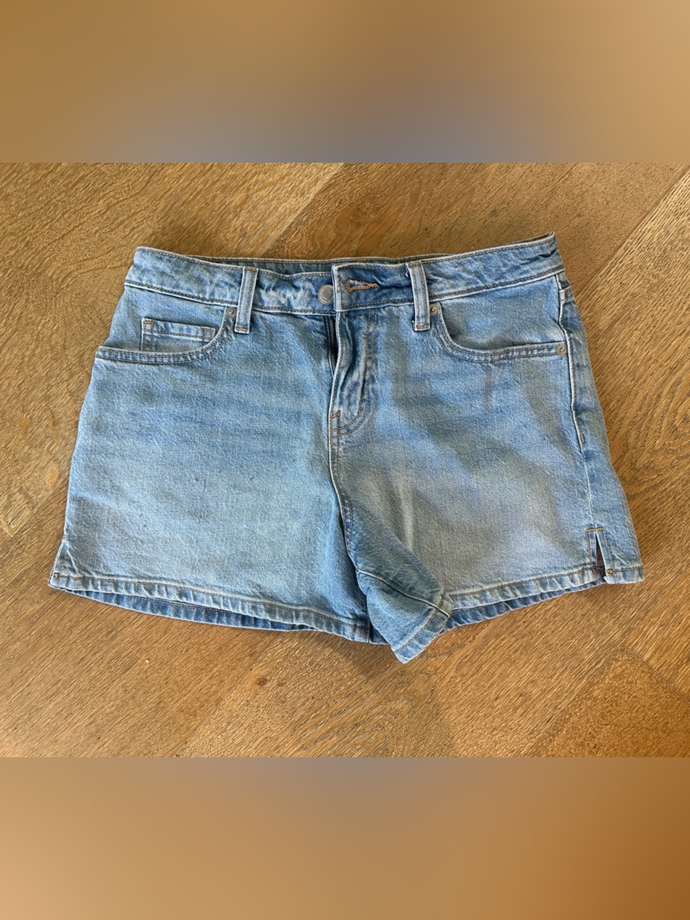 wild fable mid-rise midi Light Blue Denim Shorts
